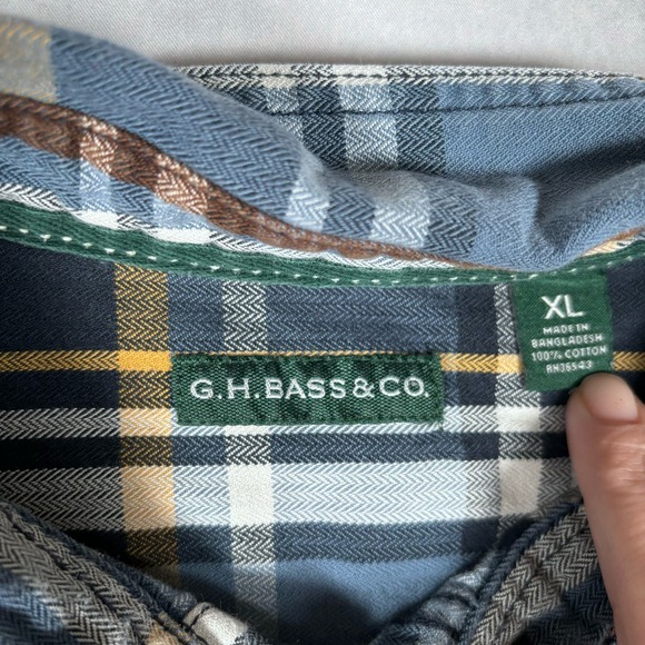 G.H. BASS & CO. Mens XL Plaid Mid-Weight Long Sleeve Button Up Shirt - Picture 2 of 6